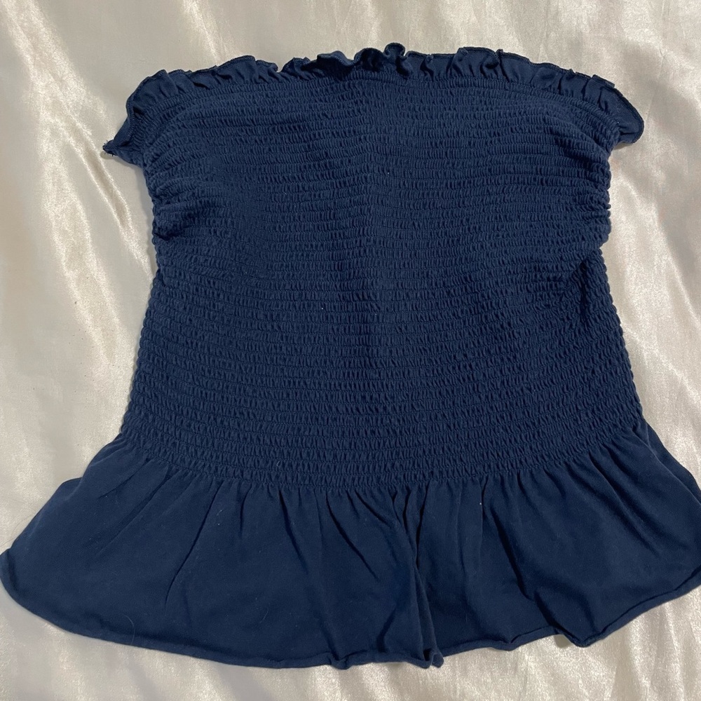 Navy strapless top